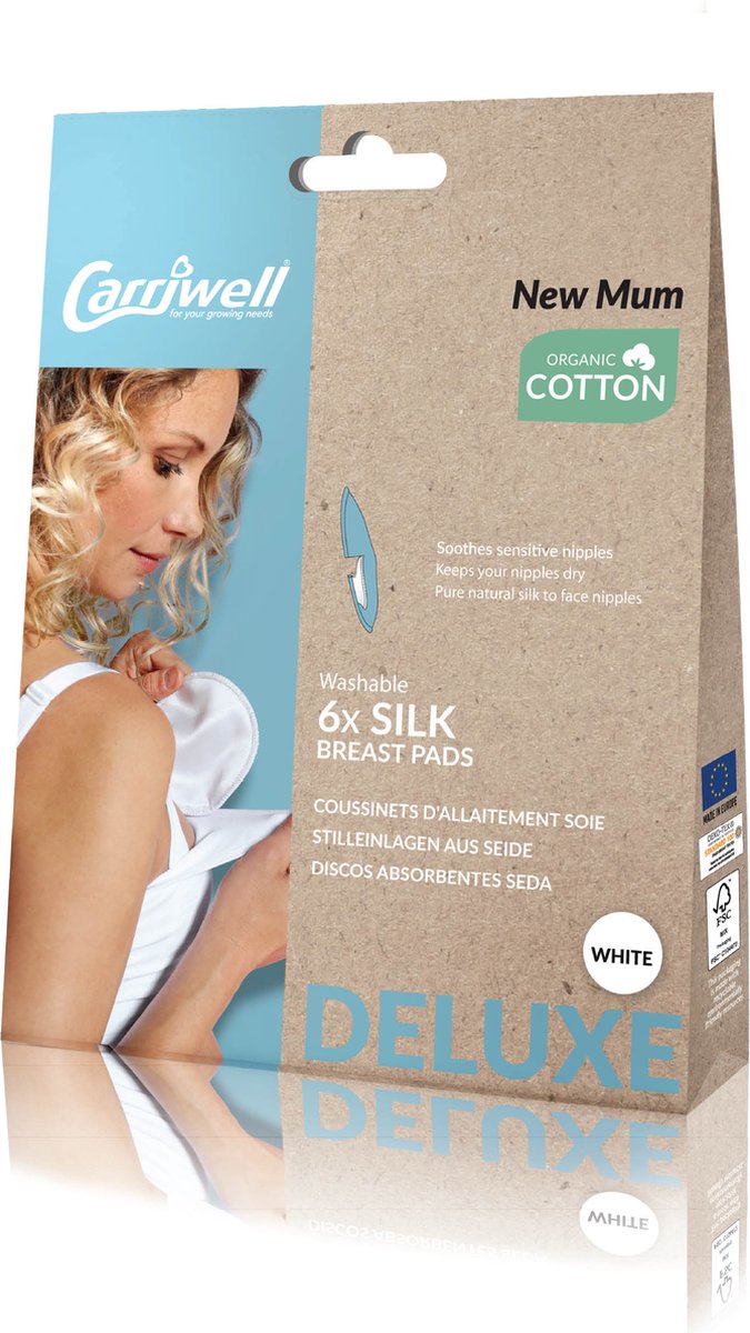 Carriwell Washable Silk Breast Pads deluxe -white