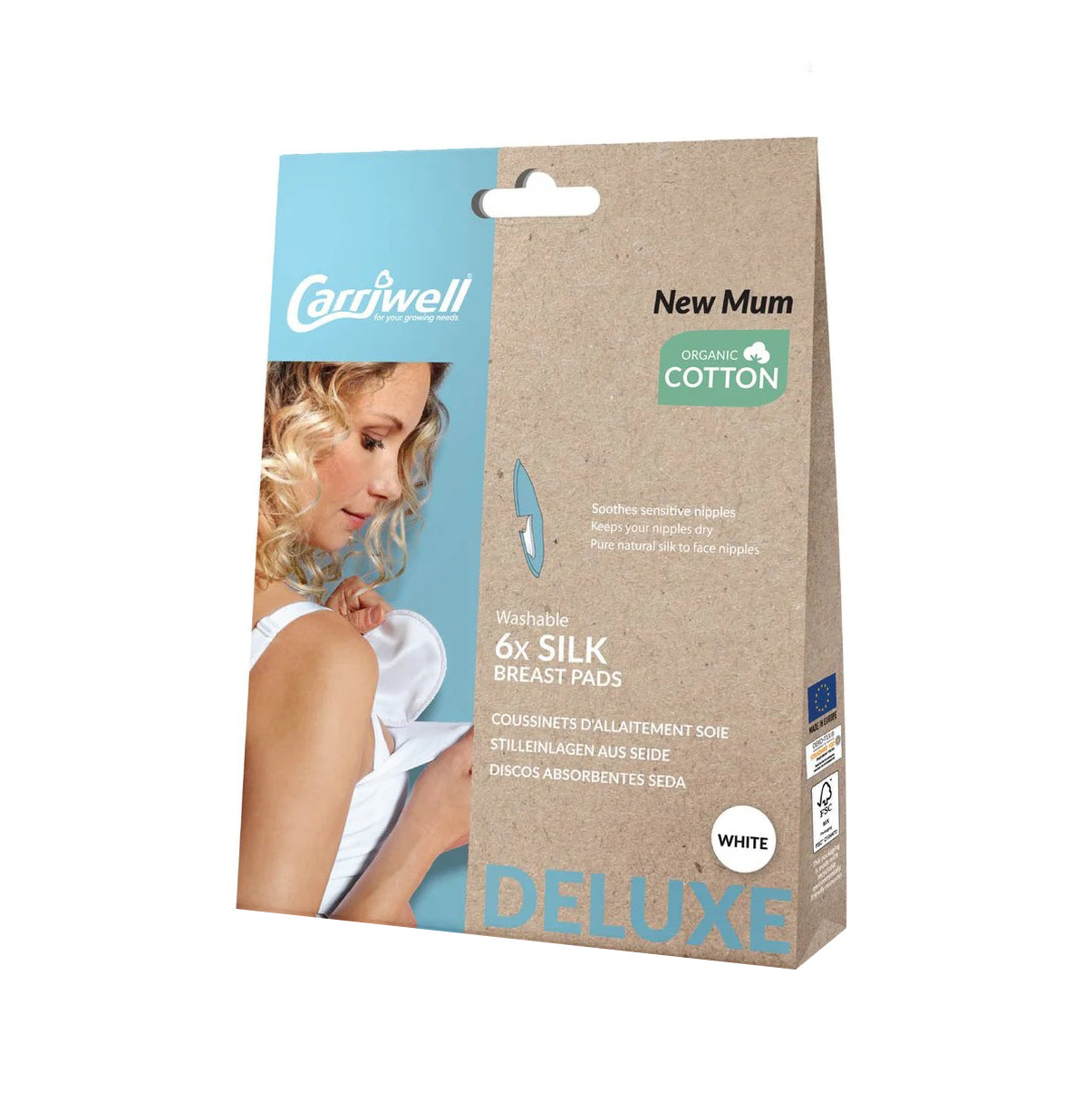 Carriwell Washable Silk Breast Pads deluxe -white