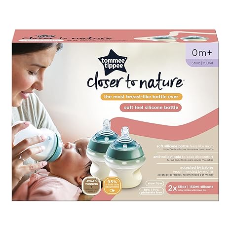 Tommee Tippee Closer to Nature Silicone Baby Bottle - 5oz, Pack of 2