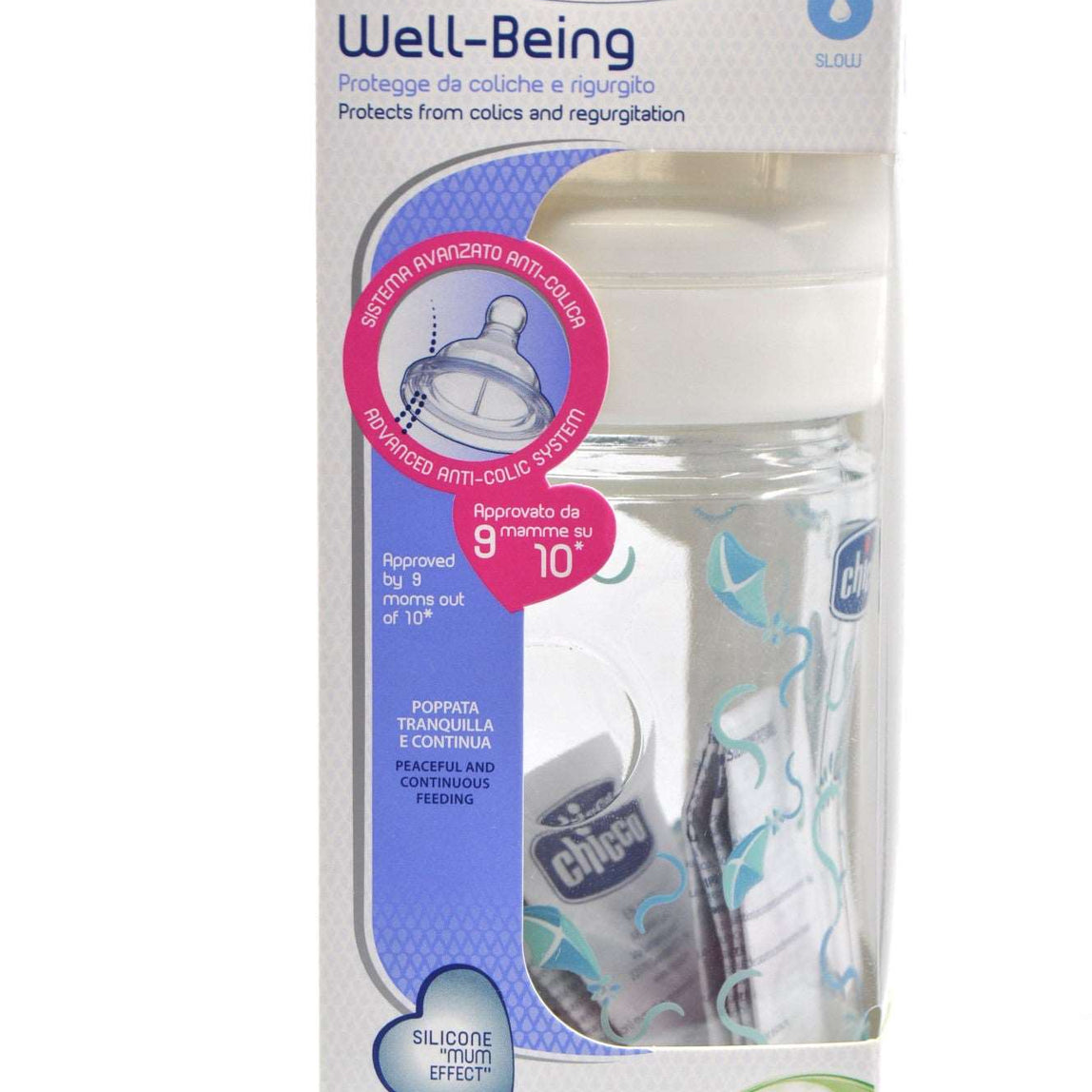Chicco Bottle Well Being Glass 150 ml Normal Silicone - MamaApp