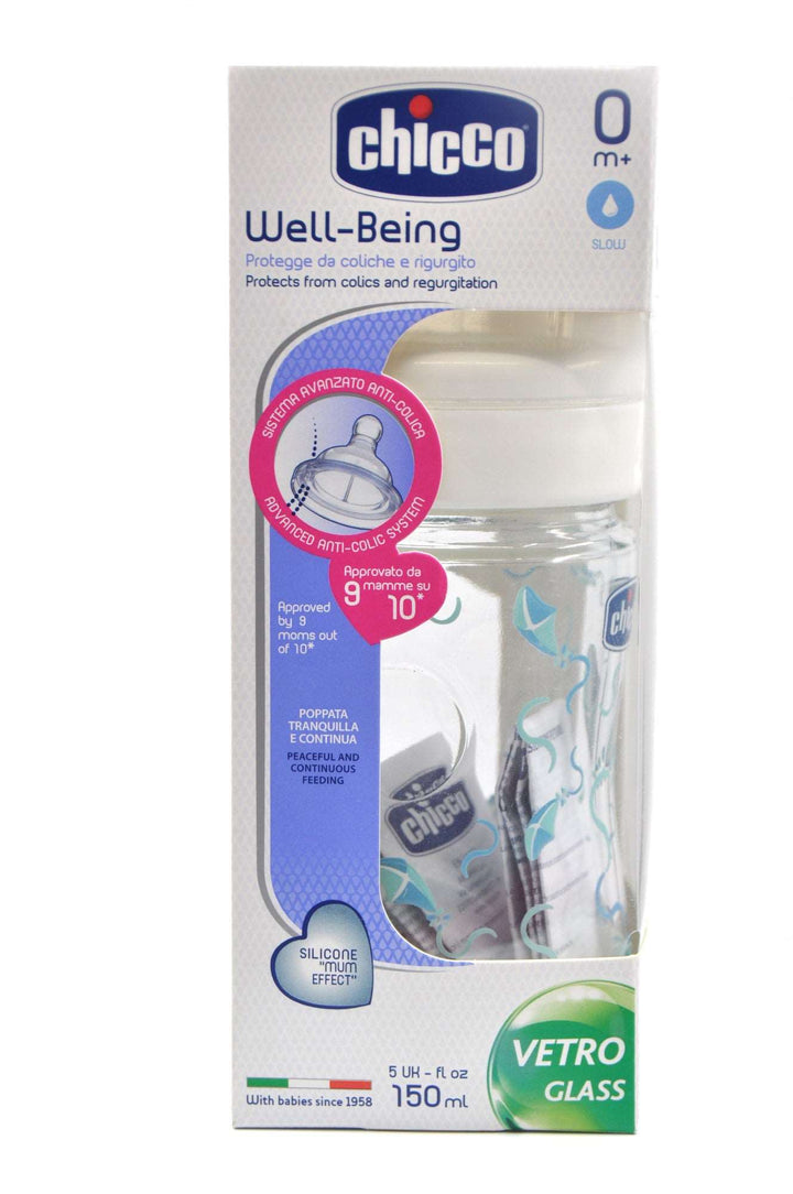 Chicco Bottle Well Being Glass 150 ml Normal Silicone