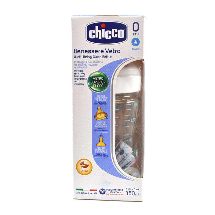 MamaApp Chicco Bottle Well Being Glass Deco Boy 150 ml Latex