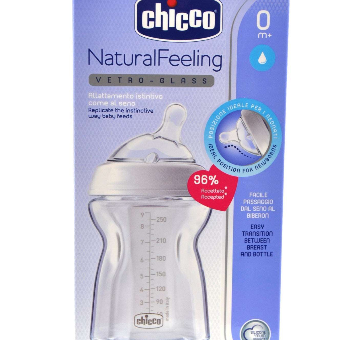 MamaApp Chicco Feeding Bottle Natural Feeling Glass 0+ Months