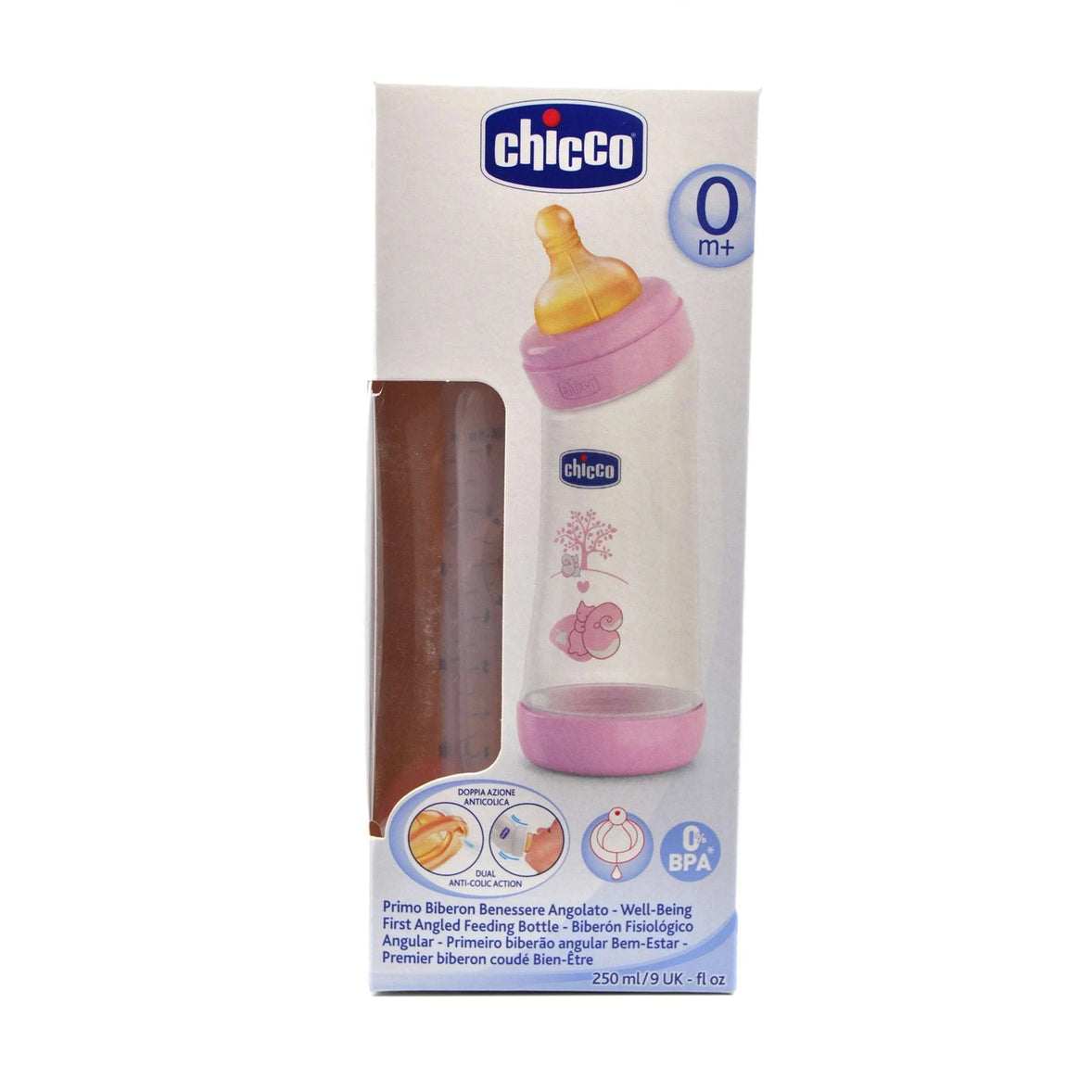 Chicco Feeding Bottle Angled 250 ml Regular Latex