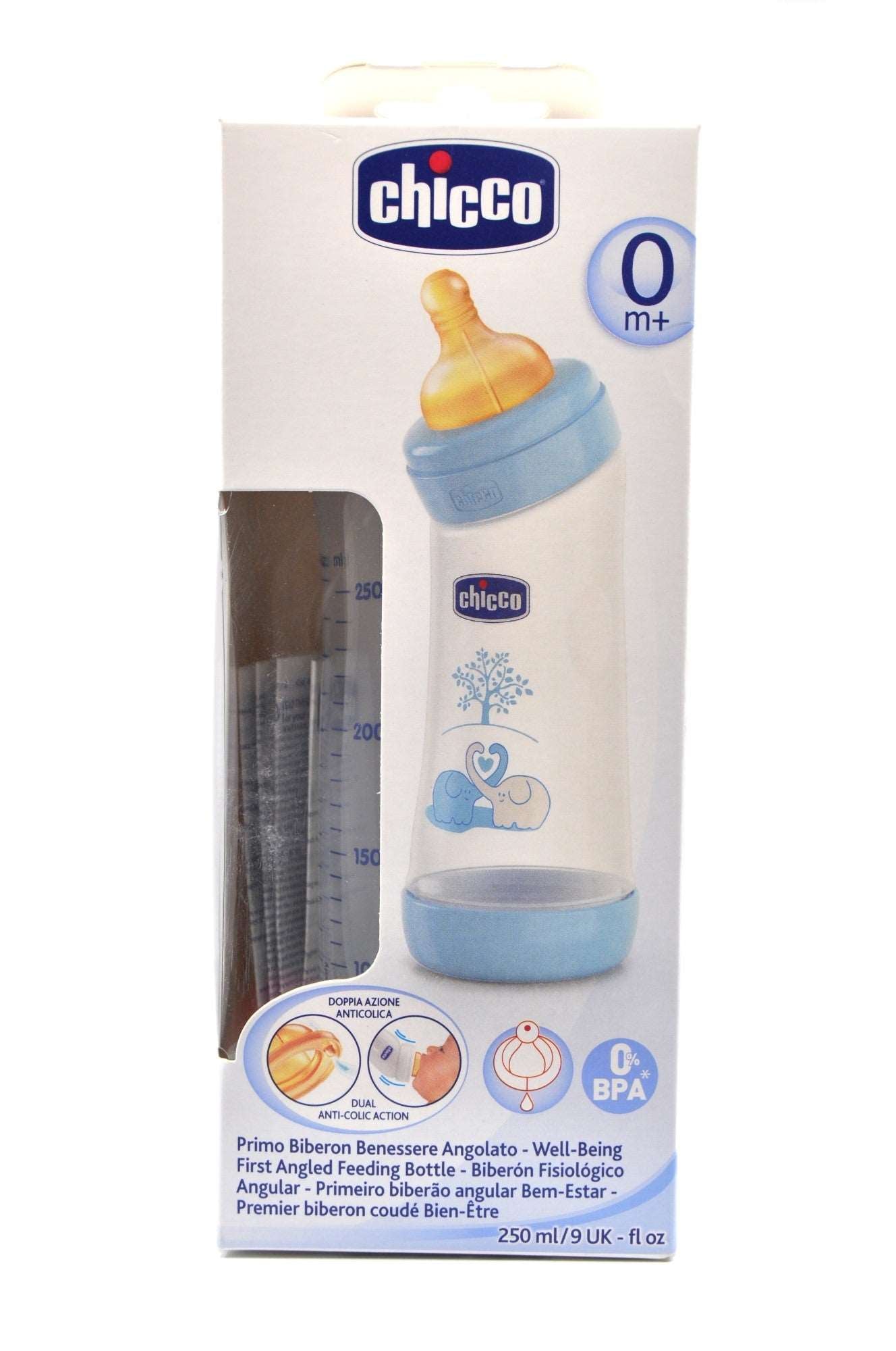 MamaApp Chicco Feeding Bottle Angled 250 ml Regular Latex