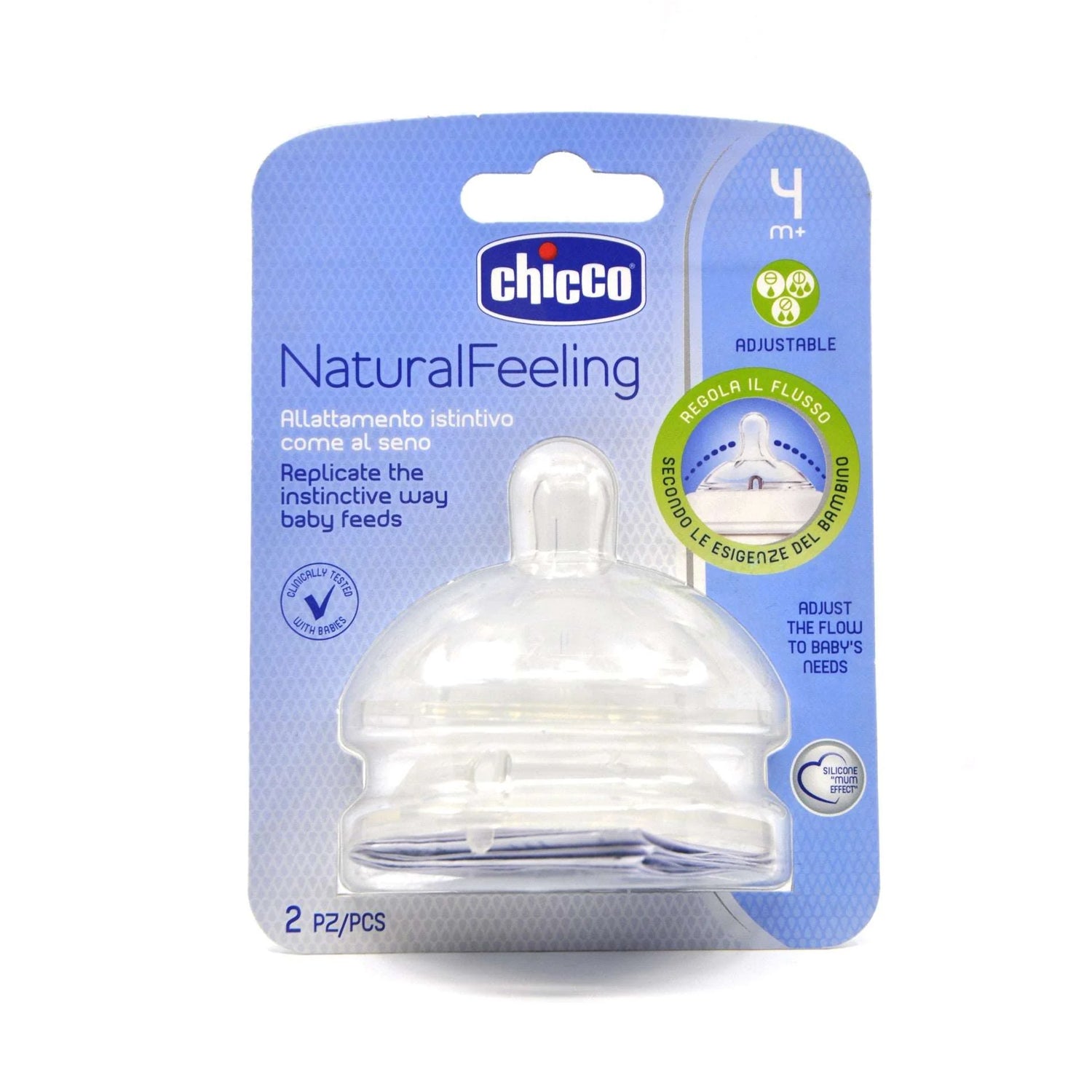 Chicco Teat Natural Feeling 4+ Months Adjustable 2 Pcs