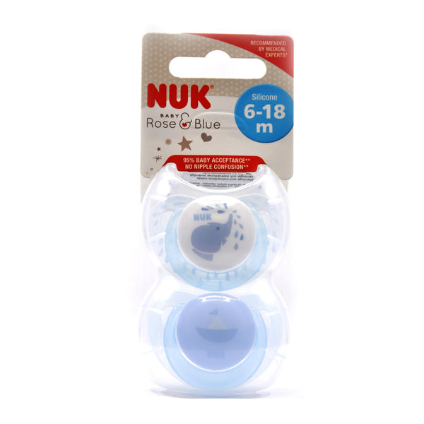 NUK Pacifier Silicone Size 2 Baby Blue (2 Pcs)