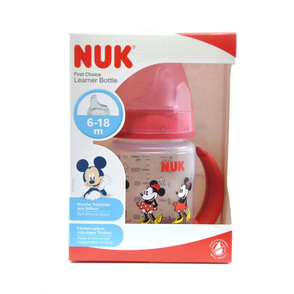NUK Learner Bottle Mickey Red 150ml - MamaApp