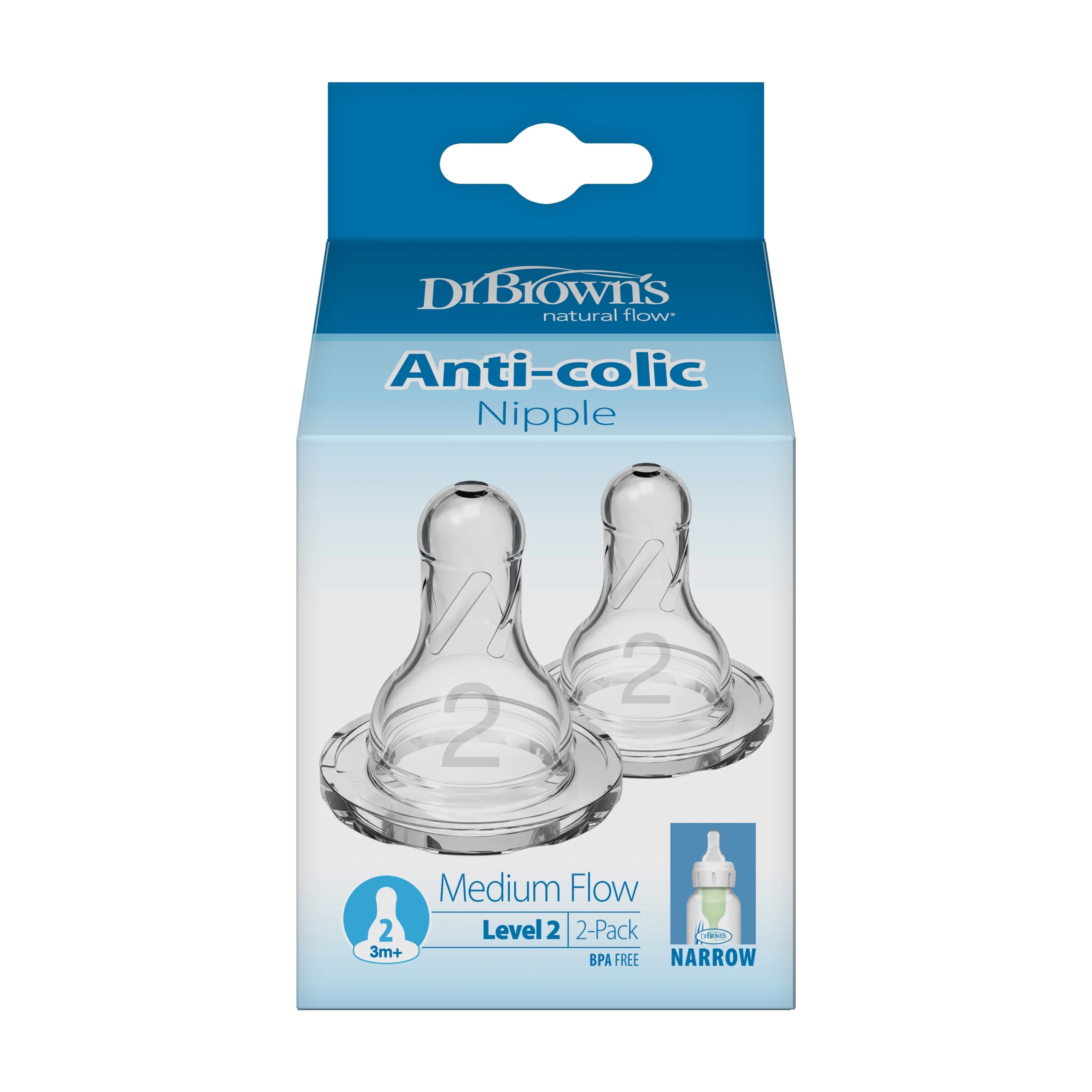 Dr. Brown's Natural Flow Level 2 Narrow Silicone Nipple - MamaApp