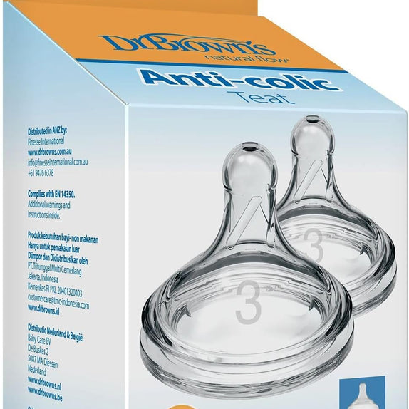 Dr. Brown's Level 3 W-N Silicone Options+ Nipple, 2-Pack (6M+)