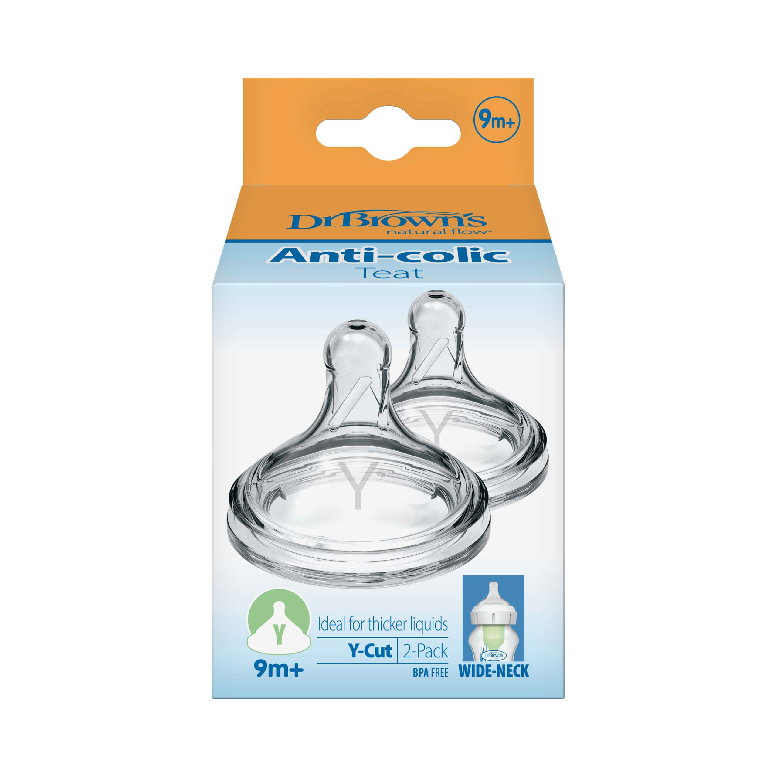 Dr. Brown's Y-Cut W-N Silicone Options+ Nipple, 2-Pack (9M+)
