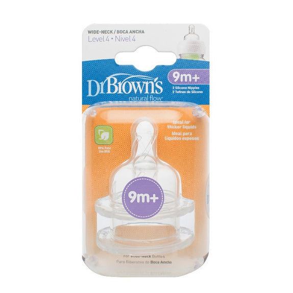 Dr. Brown's Natural Flow Level 4 Wide Neck  Silicone Nipple (9m+) - MamaApp