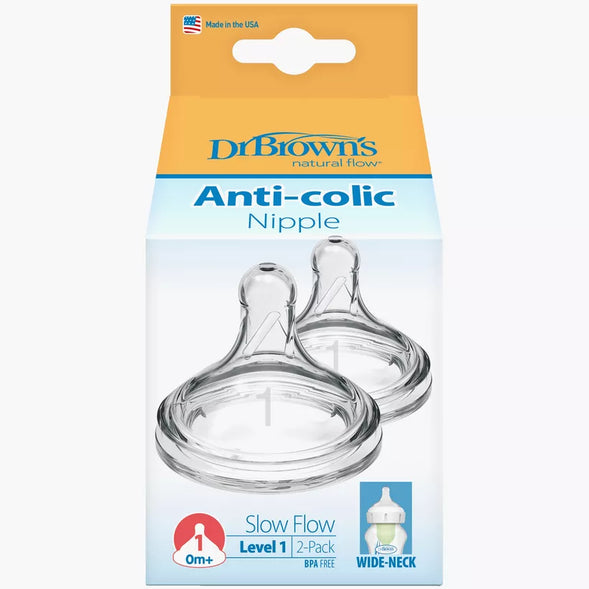 دكتور براونز حلمة سيليكون واسعة الرقبة مستوى 1 للتدفق الطبيعي



