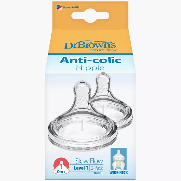 Dr. Brown's Natural Flow Level 1 Wide Neck  Silicone Nipple