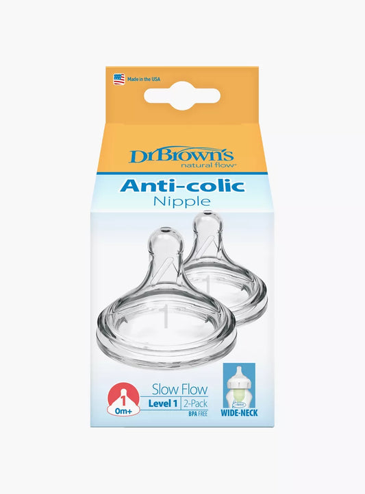 Dr. Brown's Natural Flow Level 1 Wide Neck  Silicone Nipple