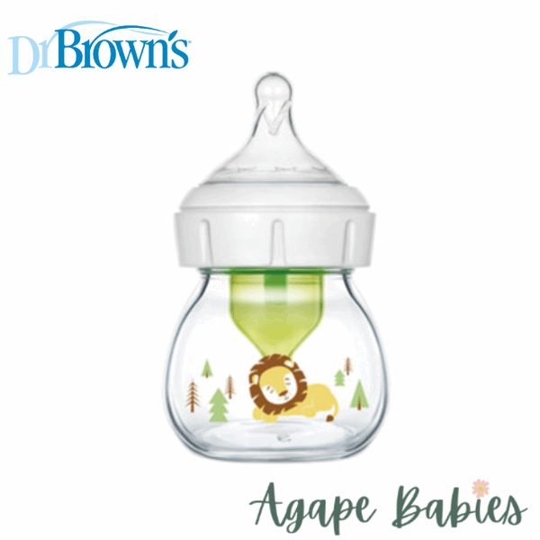 Dr. Brown's Glass W-N Options+ Bottle with Lion Deco and Preemie Nipple - 60mL