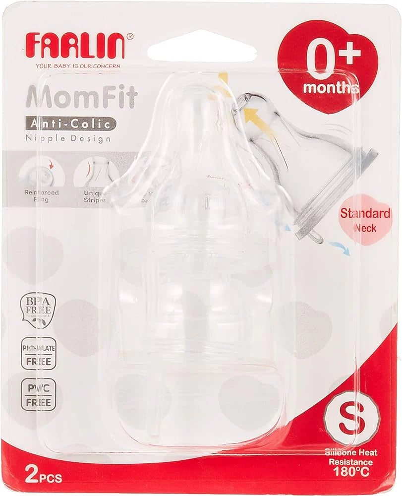 Farlin MomFit Anti-Colic Silicone Nipple – Standard Neck (2pcs)