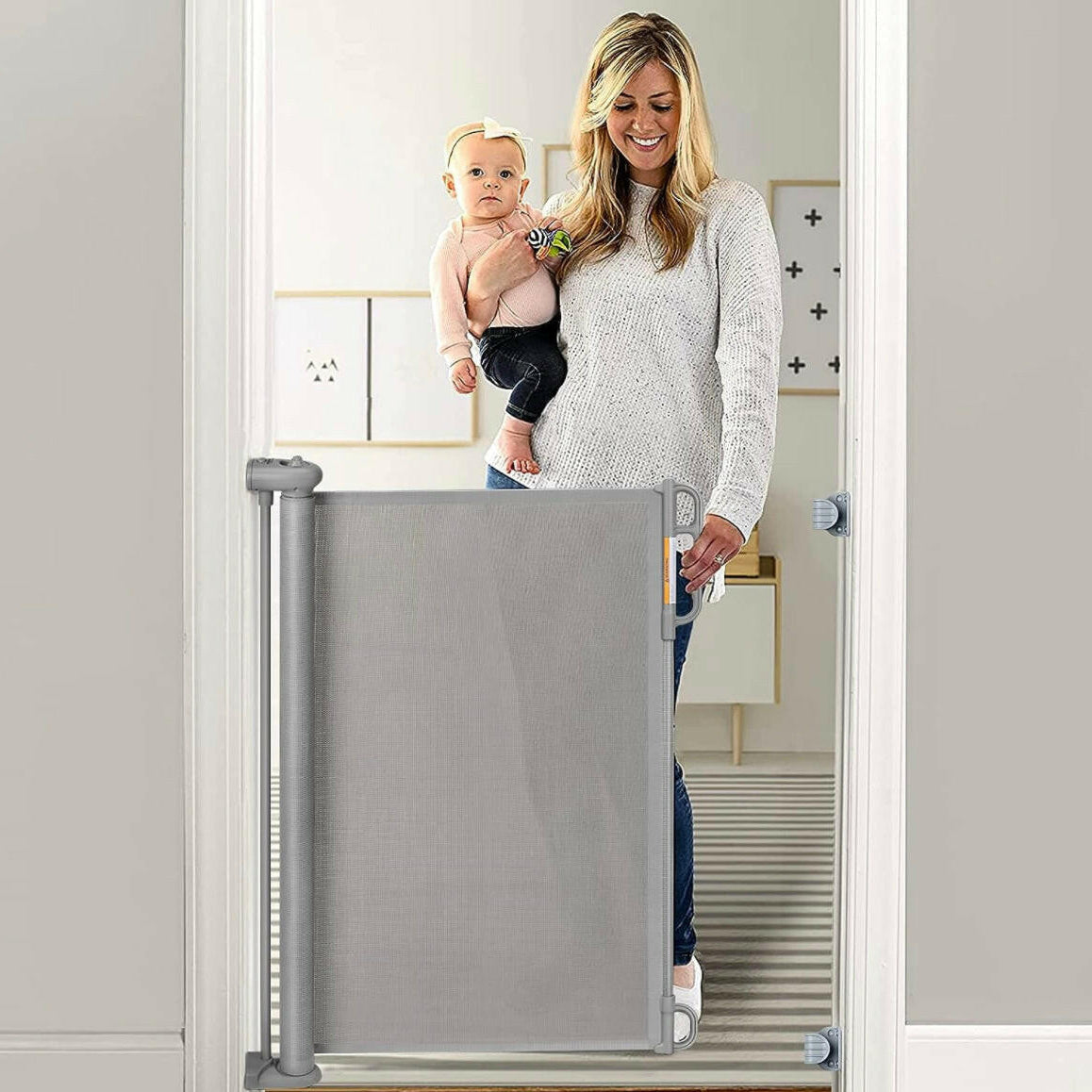 Momcozy Retractable Baby Gate 140cm-Grey
