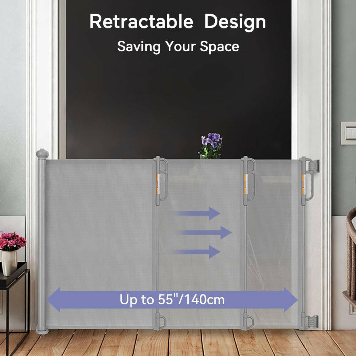 Momcozy Retractable Baby Gate 140cm-Grey