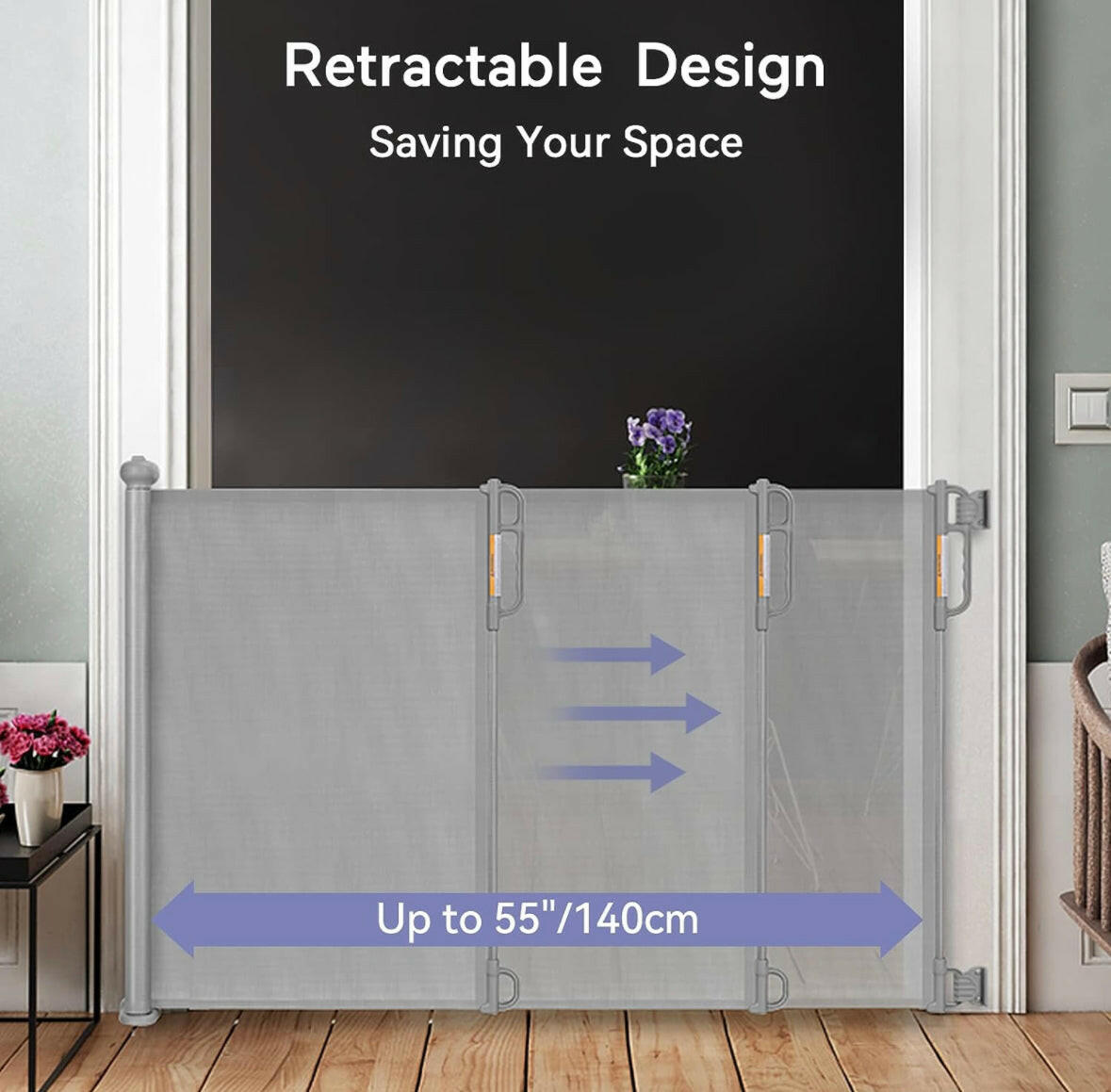 Momcozy Retractable Baby Gate 140cm-Grey