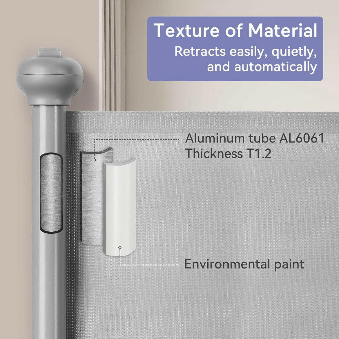 Momcozy Retractable Baby Gate 140cm-Grey