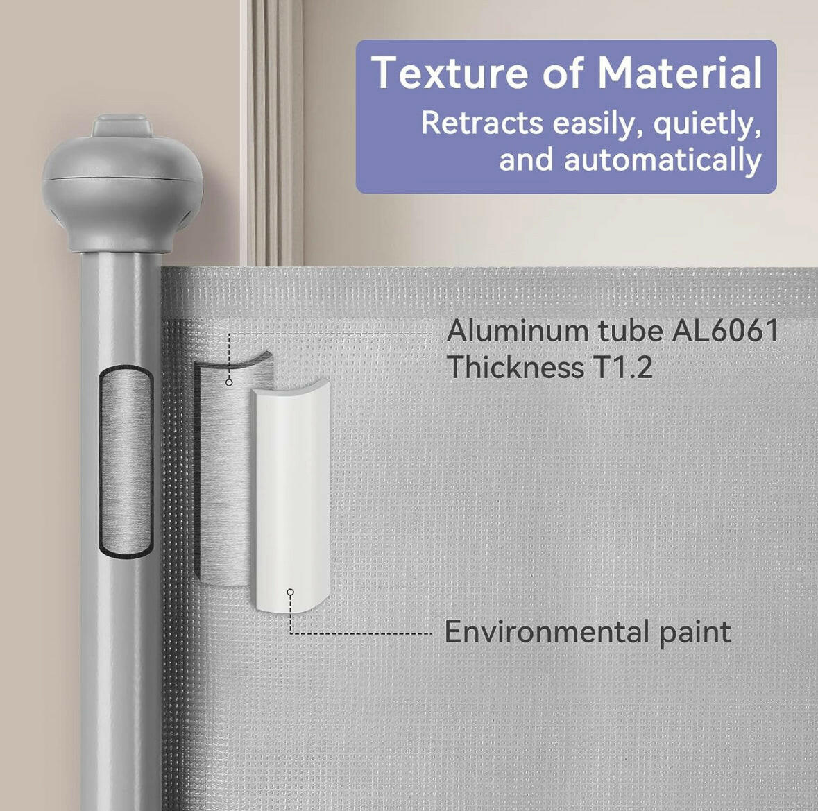 Momcozy Retractable Baby Gate 140cm-Grey