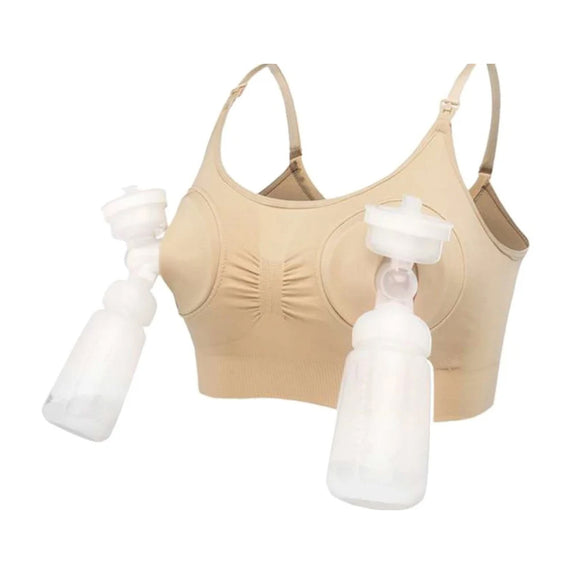 Hands Free Pumping & Nursing Bra - Beige (Unpadded) - MamaApp