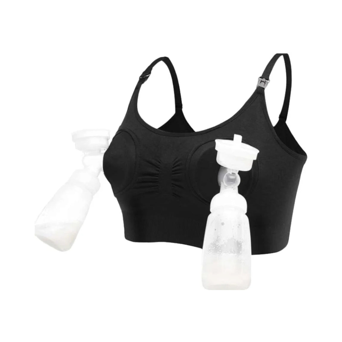 Hands Free Pumping & Nursing Bra - Black (Unpadded) - MamaApp