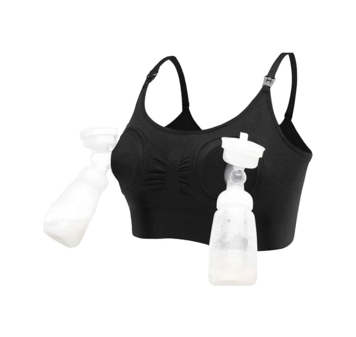 Hands Free Pumping & Nursing Bra - Black (Unpadded)