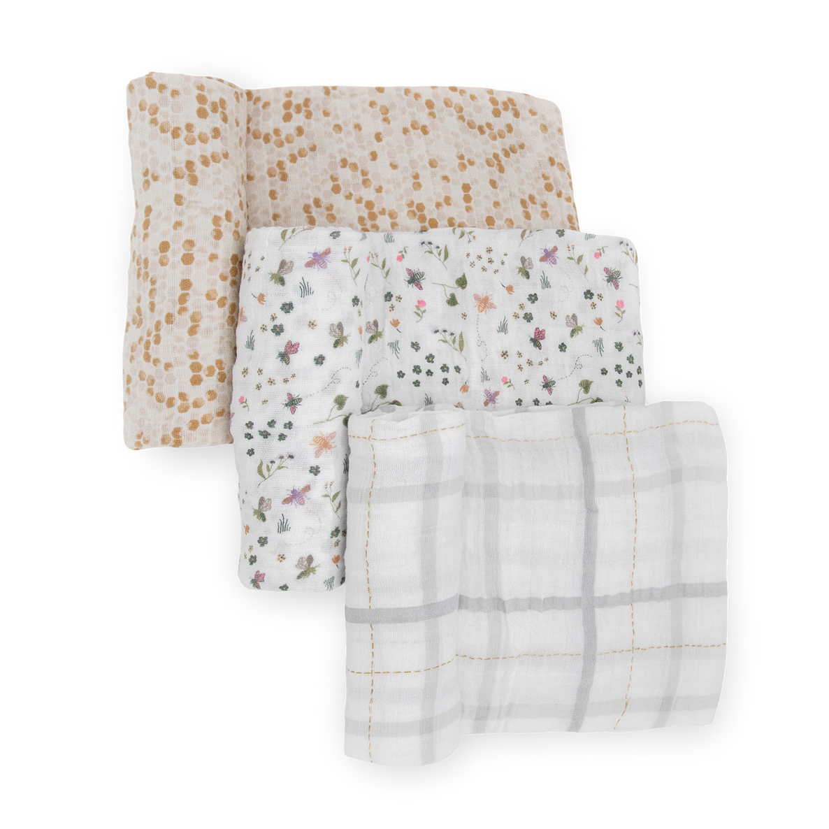 Little Unicorn 3-Pack Cotton Muslin Swaddle Set-Bees Set