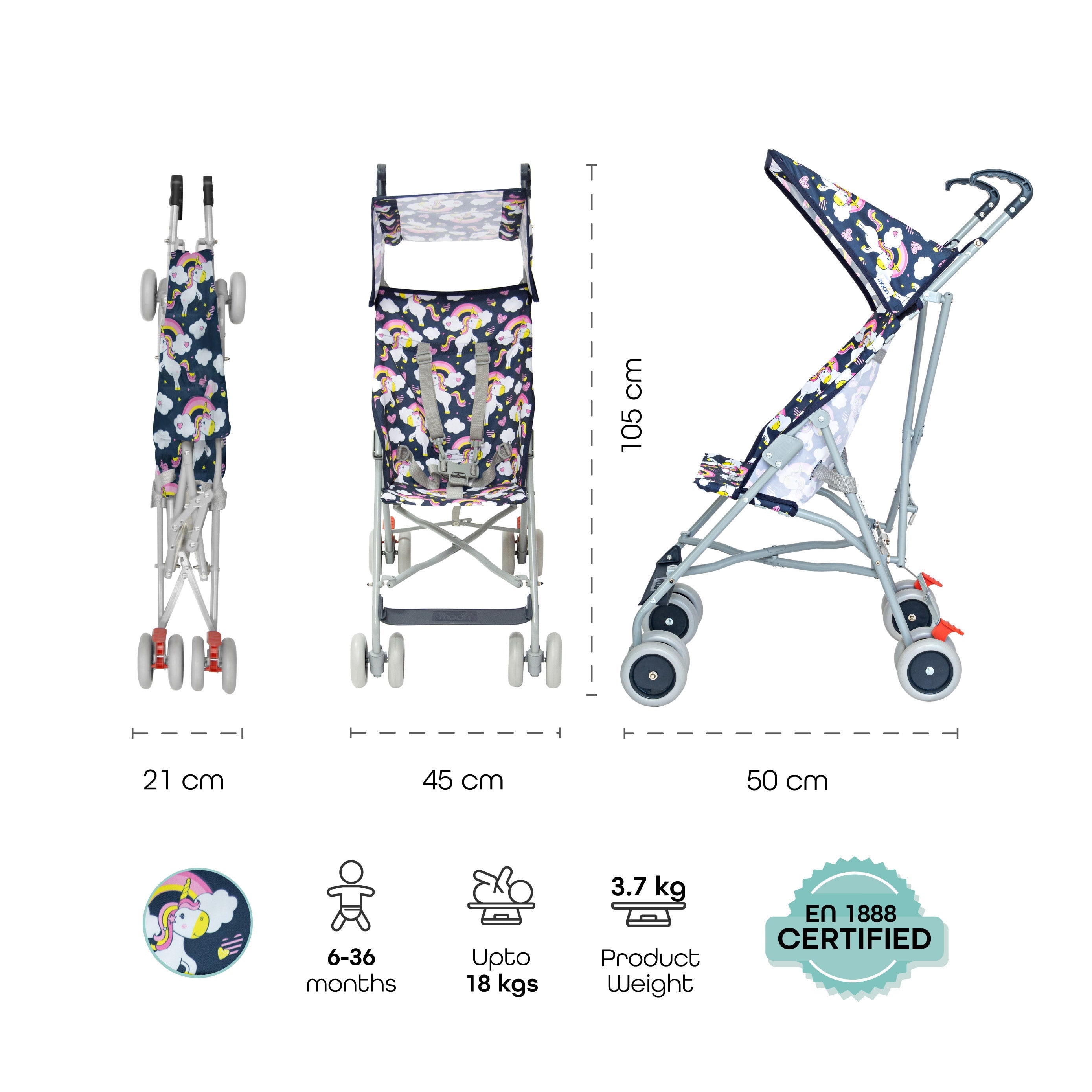 مون - عربية الأطفال خفيفة الوزن جيت - يونيكورن مطبوع