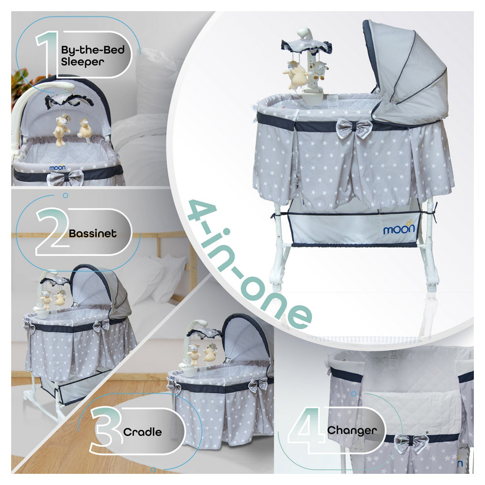 MOON Soffy - 4 in 1 convertible cradle -Grey Star