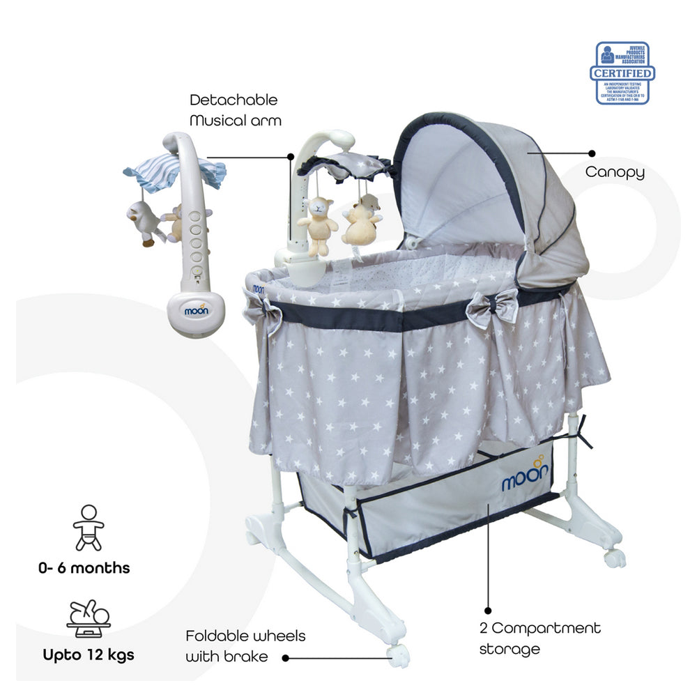MOON Soffy - 4 in 1 convertible cradle -Grey Star