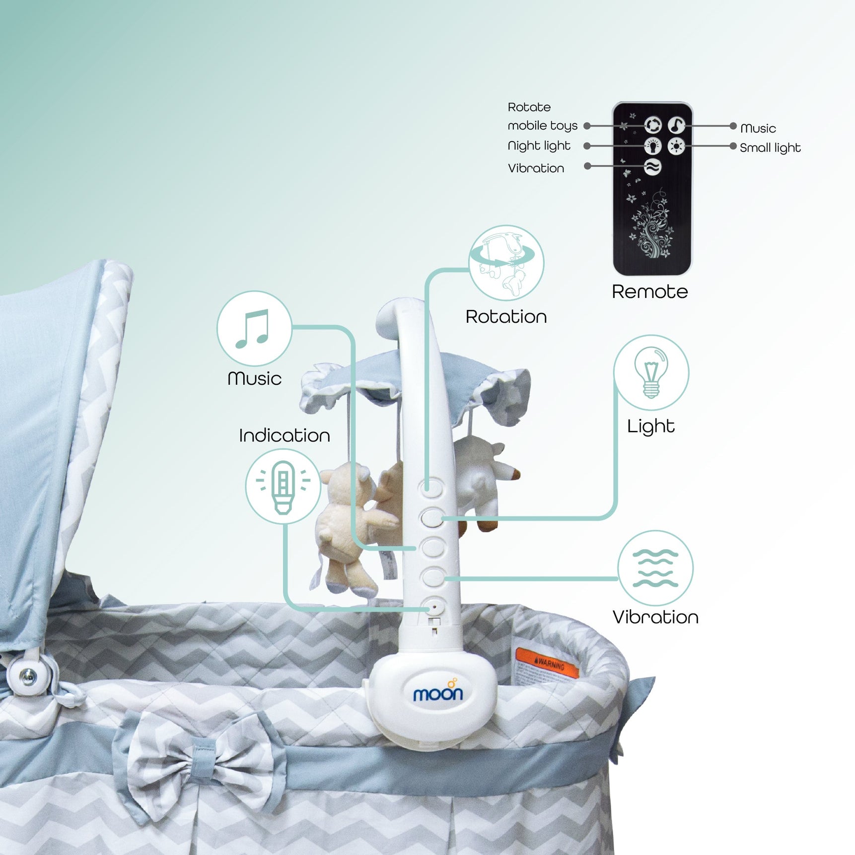 Moon soffy 4 in 1 convertible cradle grey
