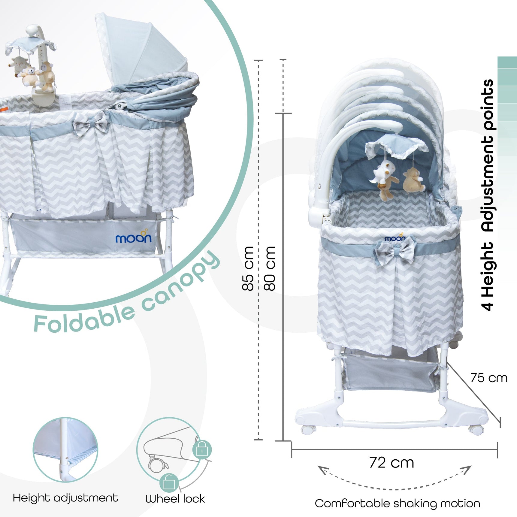 Moon soffy 4 in 1 convertible cradle grey