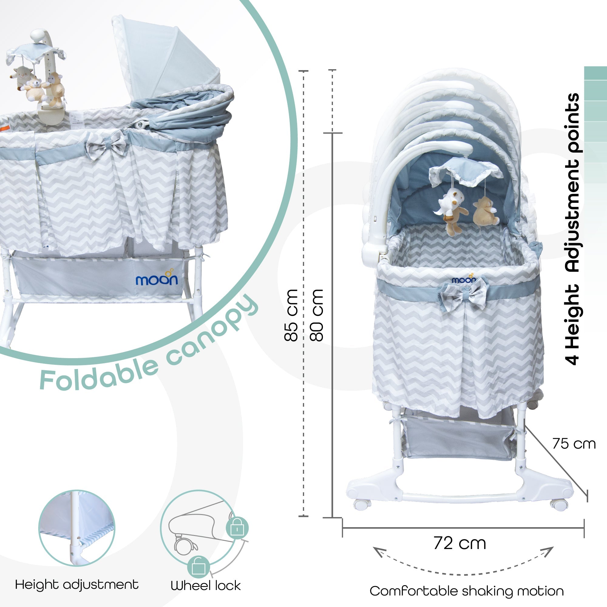 MOON Soffy 4-in-1 Convertible Cradle – Grey Line