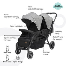 MOON Dois - Twin Stroller - Grey, Twin Baby Stroller Pram