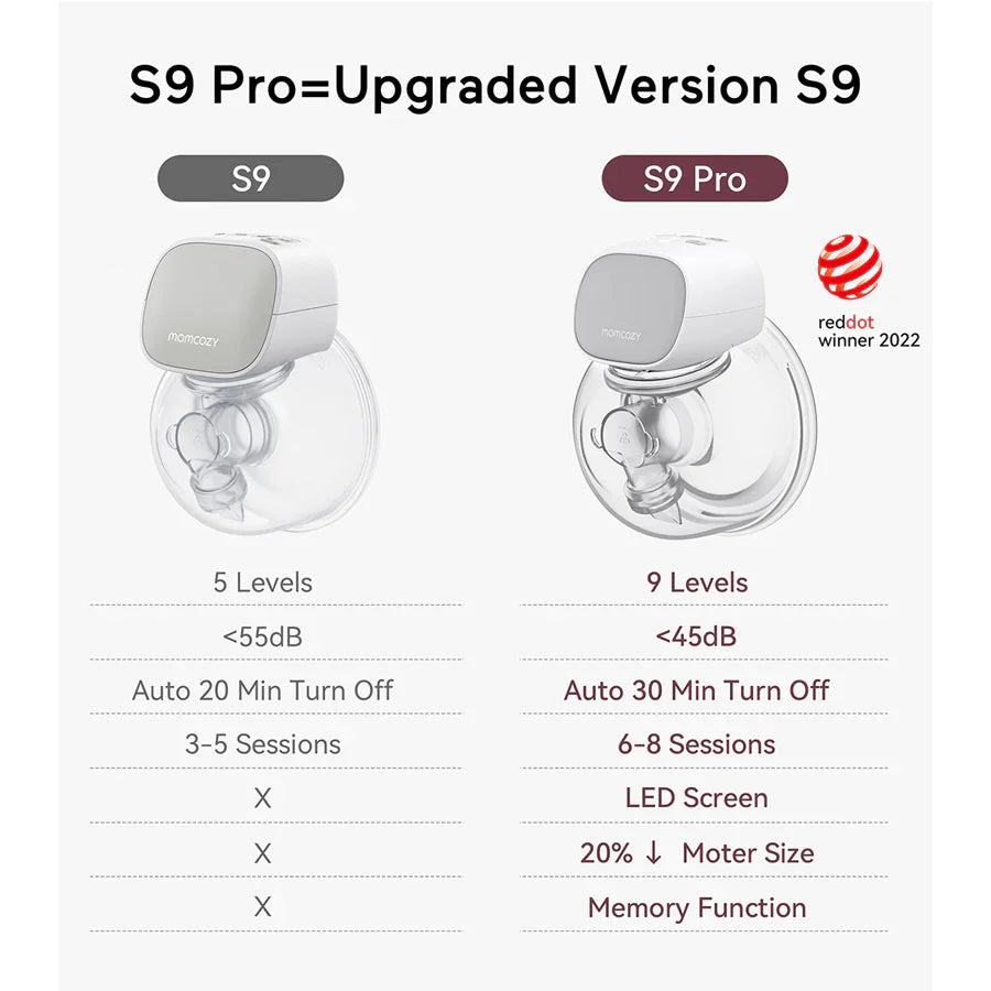 Comparison chart of S9 and S9 Pro devices with features listed.