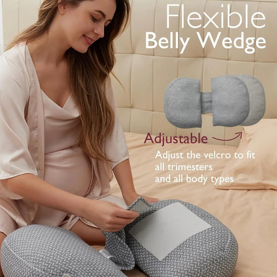 Momcozy Portable Maternity Pillow for Side Sleeper, Support for Back, Belly, Hips
