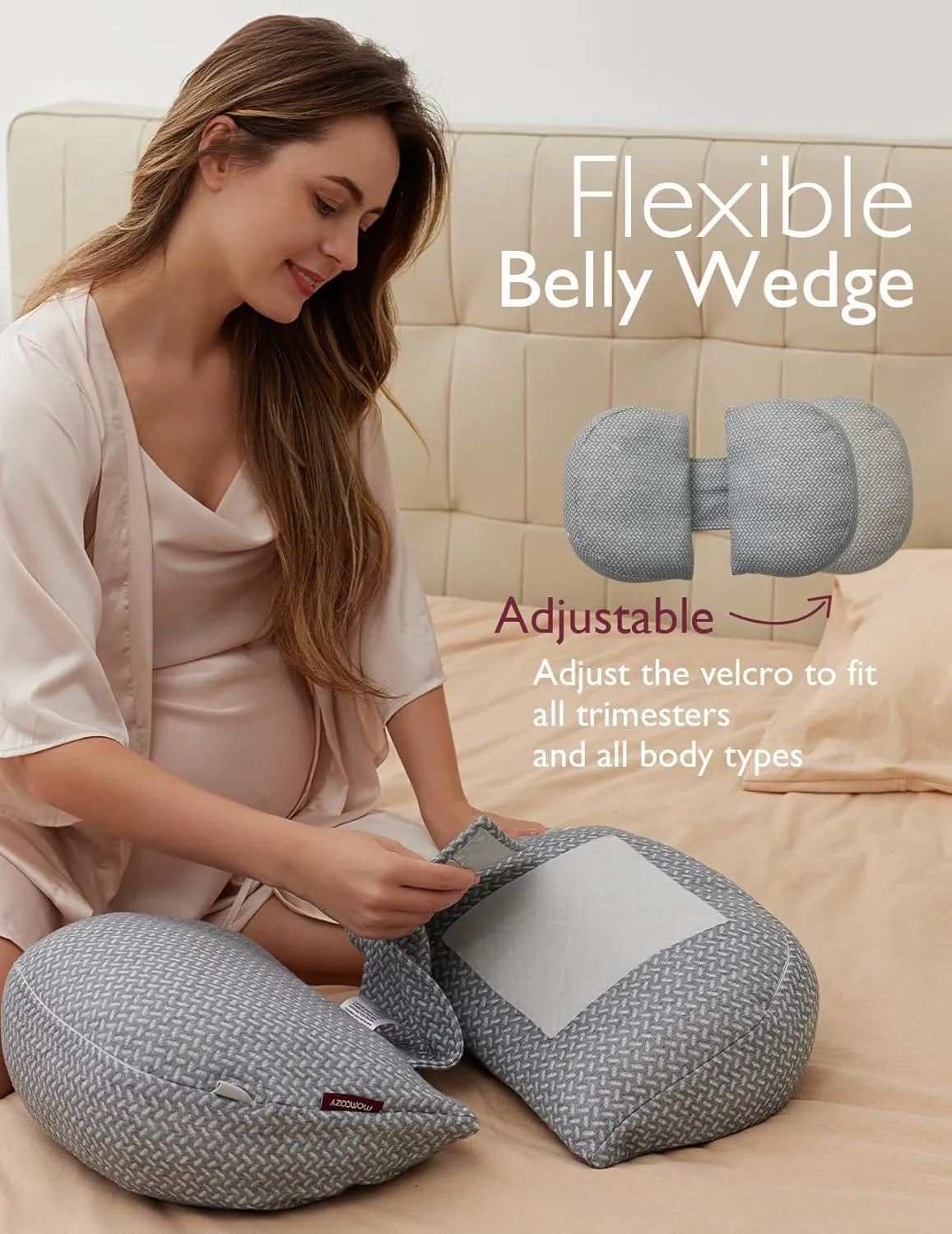 Momcozy Portable Maternity Pillow for Side Sleeper, Support for Back, Belly, Hips