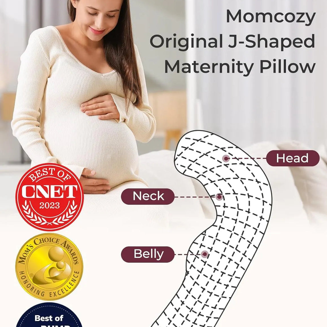 Momcozy J Shaped Maternity Body Pillow