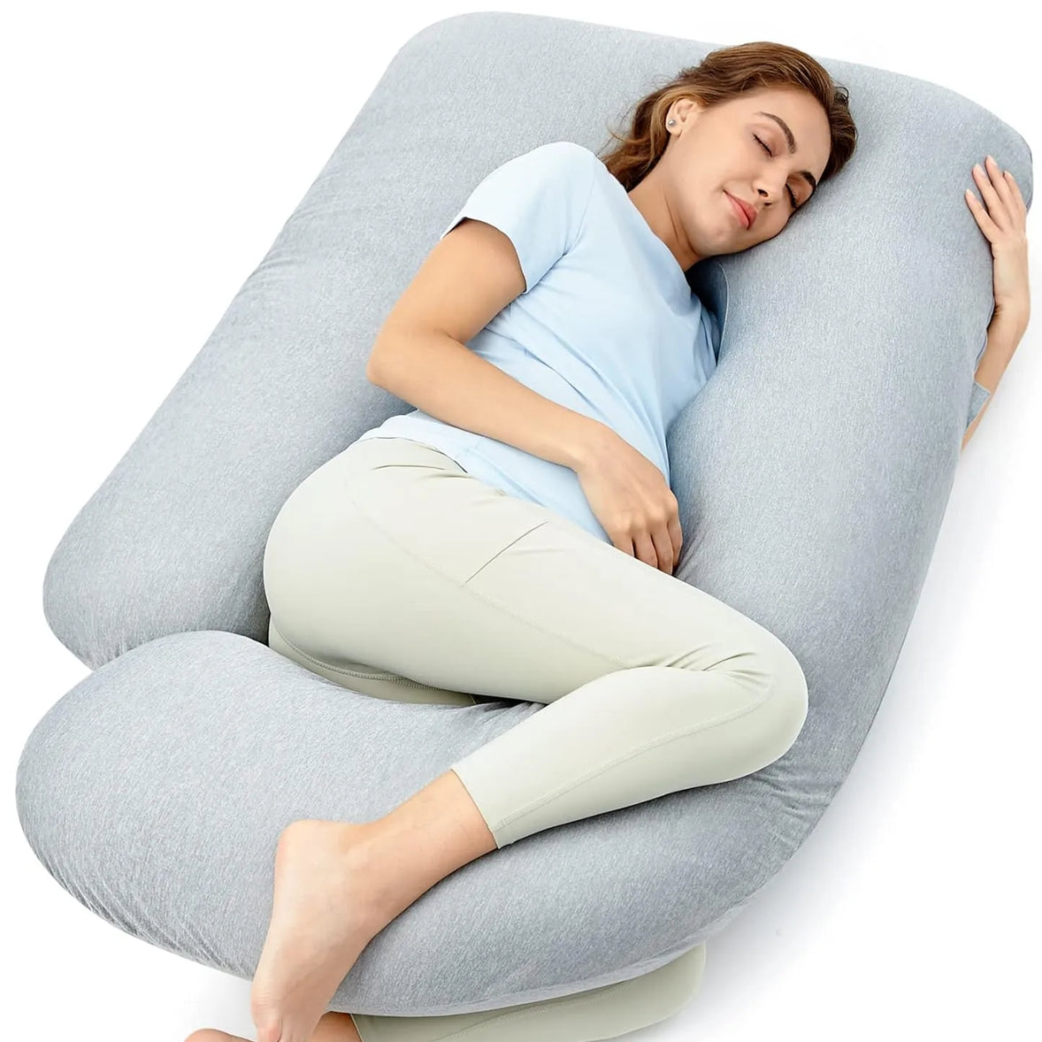 Momcozy U-Shaped Cooling Fabric Pregnancy Pillow