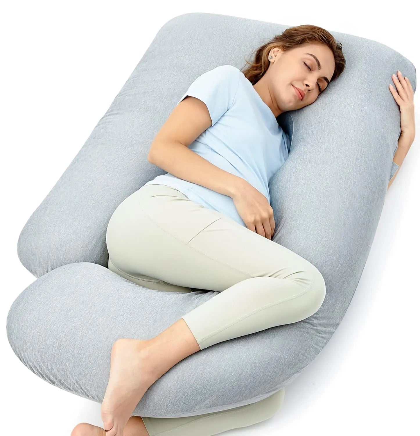 Momcozy U-Shaped Cooling Fabric Pregnancy Pillow