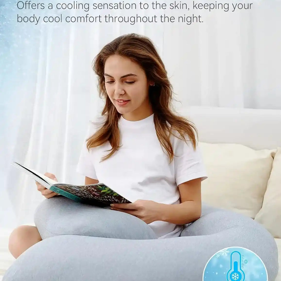 Momcozy u shaped cooling fabric pregnancy pillow