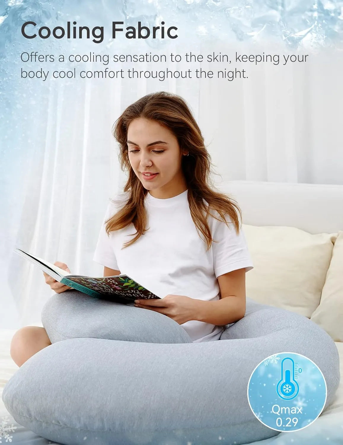 Momcozy U-Shaped Cooling Fabric Pregnancy Pillow