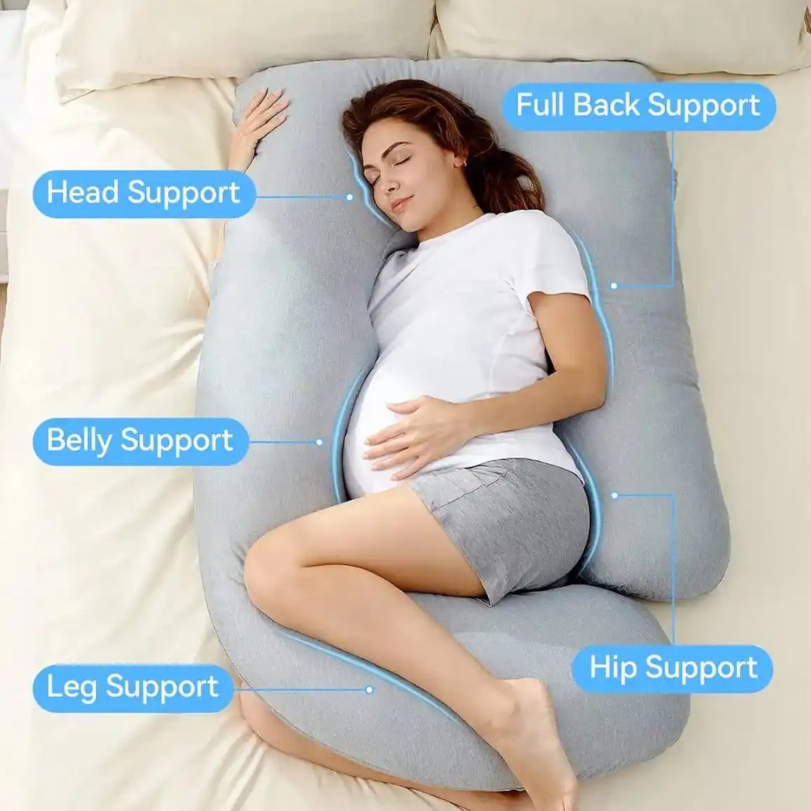 Momcozy u shaped cooling fabric pregnancy pillow