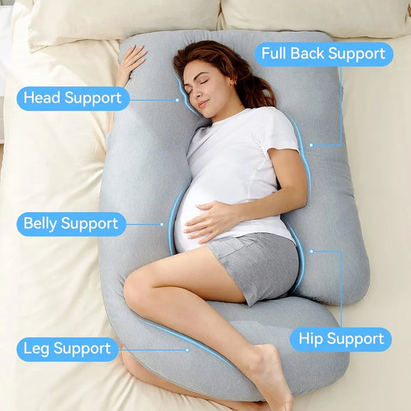 Momcozy U-Shaped Cooling Fabric Pregnancy Pillow