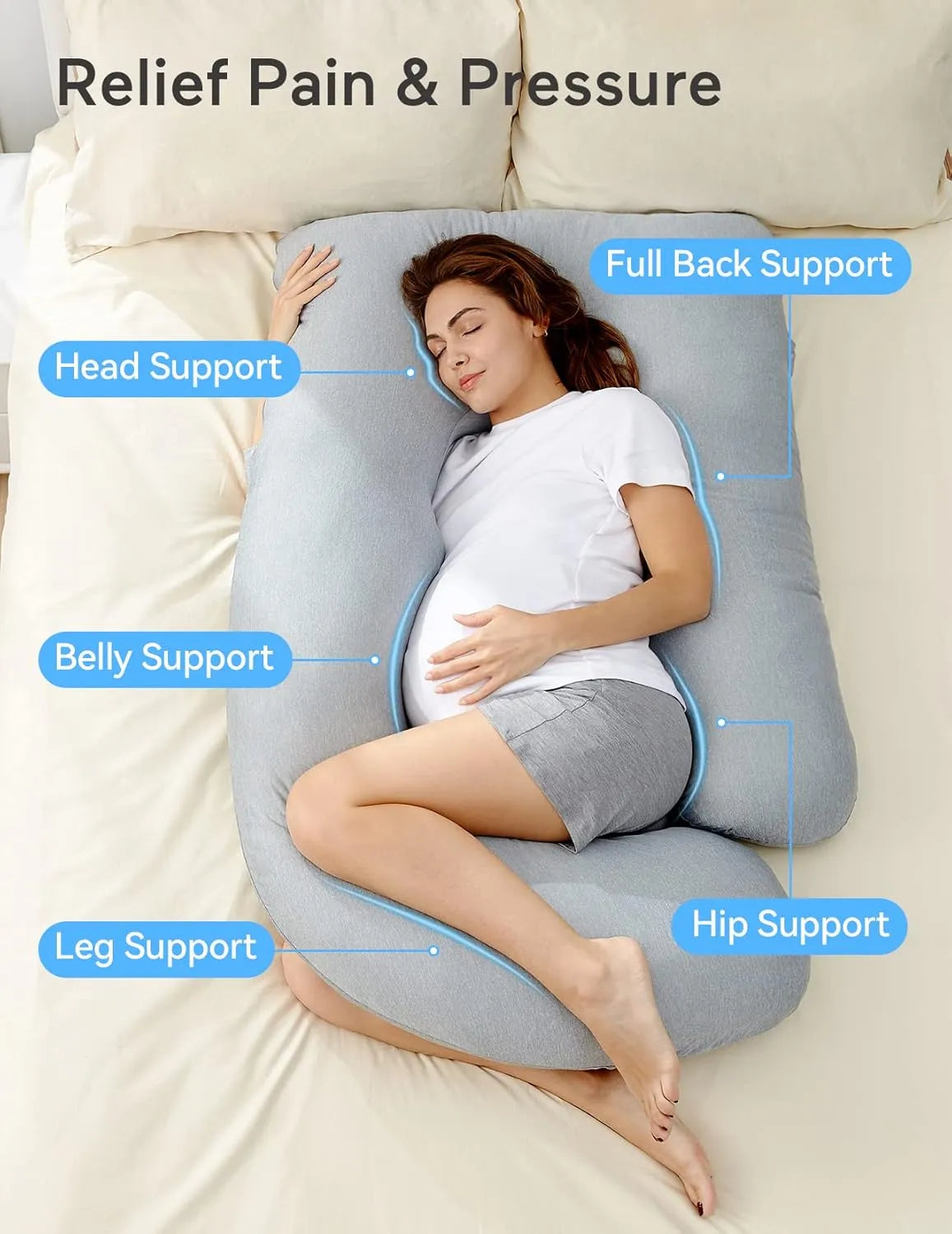 Momcozy U-Shaped Cooling Fabric Pregnancy Pillow