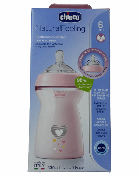Chicco Natural Feeling Feeding Bottle for Baby 330ml - 6M+