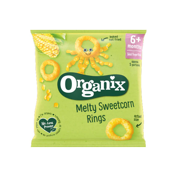 Organix Melty Sweetcorn Rings Organic Corn Snacks - MamaApp